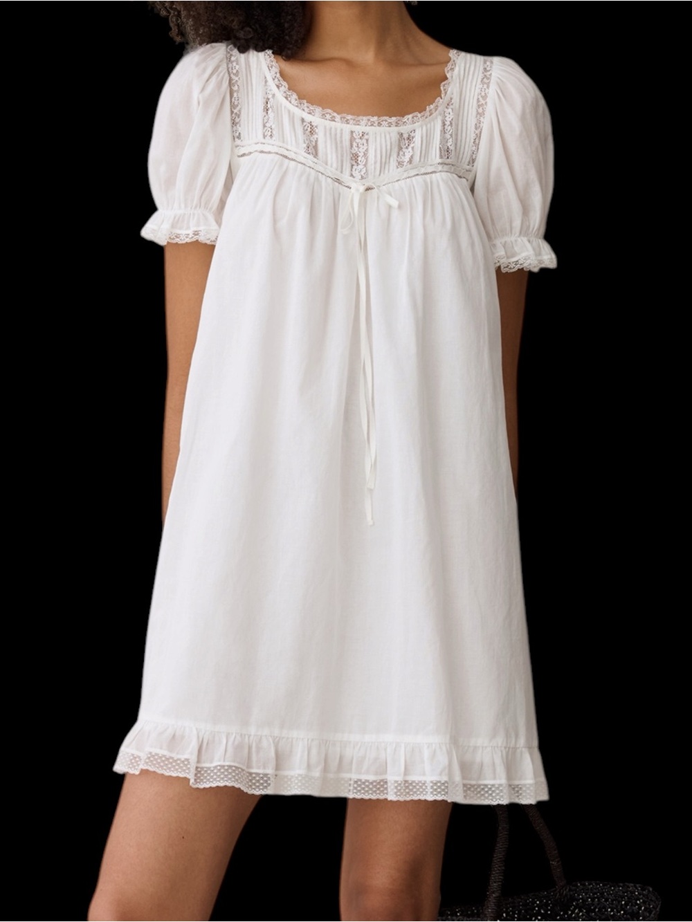 Sorella Few Moda Alethea Cotton Dress White Cotton Lace-Trim NWT